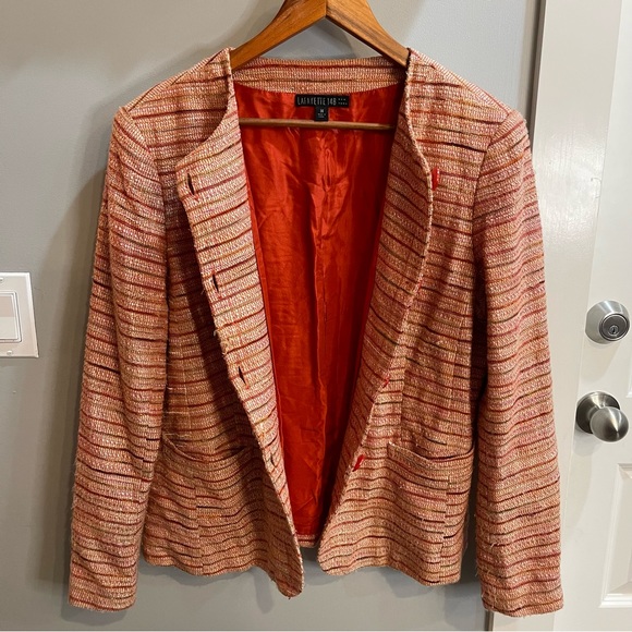 LAFAYETTE 148 Orange Tweed Blazer Size 14 - Picture 4 of 15